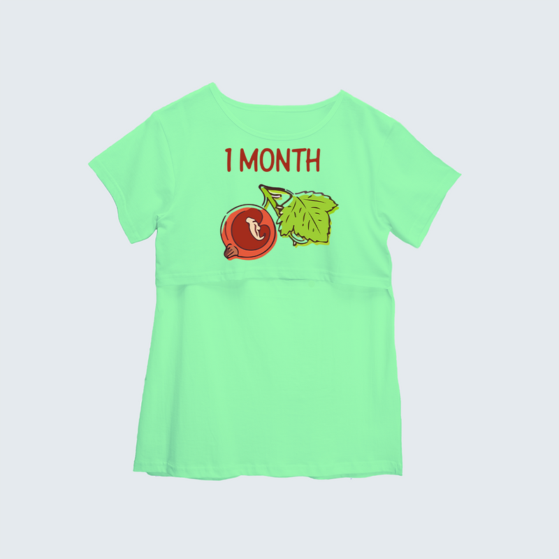 "1 Month"- Comfort Fit Maternity T-shirt With Prints - MINT GREEN - XS XS(Chest 32")