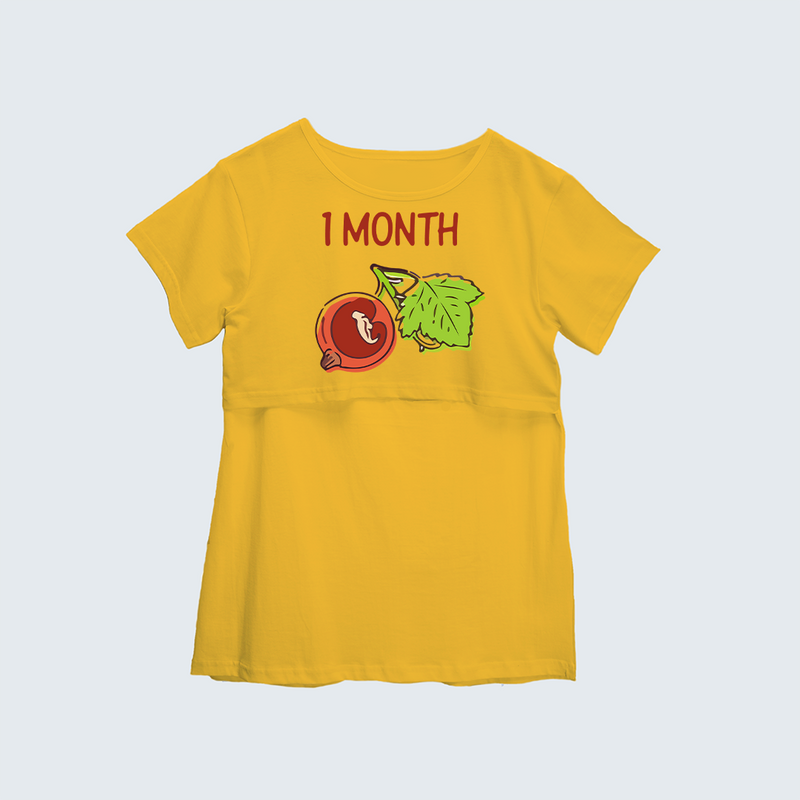 "1 Month"- Comfort Fit Maternity T-shirt With Prints - YELLOW - XS XS(Chest 32")