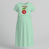 "2 Month"- Comfort Fit Maternity Maxi Dress With Prints - MINT GREEN - Extra Small (Chest 32")