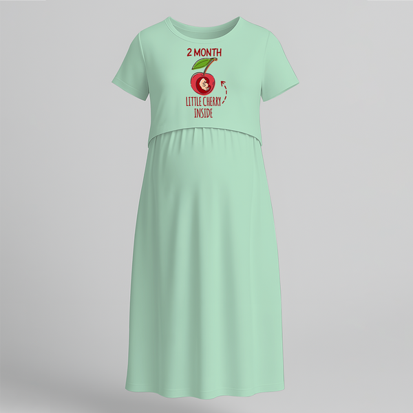 "2 Month"- Comfort Fit Maternity Maxi Dress With Prints - MINT GREEN - Extra Small (Chest 32")
