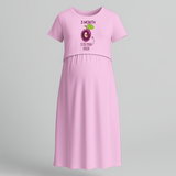 "3 Month"- Comfort Fit Maternity Maxi Dress With Prints - BABY PINK - Extra Small (Chest 32")