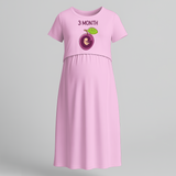 "3 Month"- Comfort Fit Maternity Maxi Dress With Prints - BABY PINK - Extra Small (Chest 32")