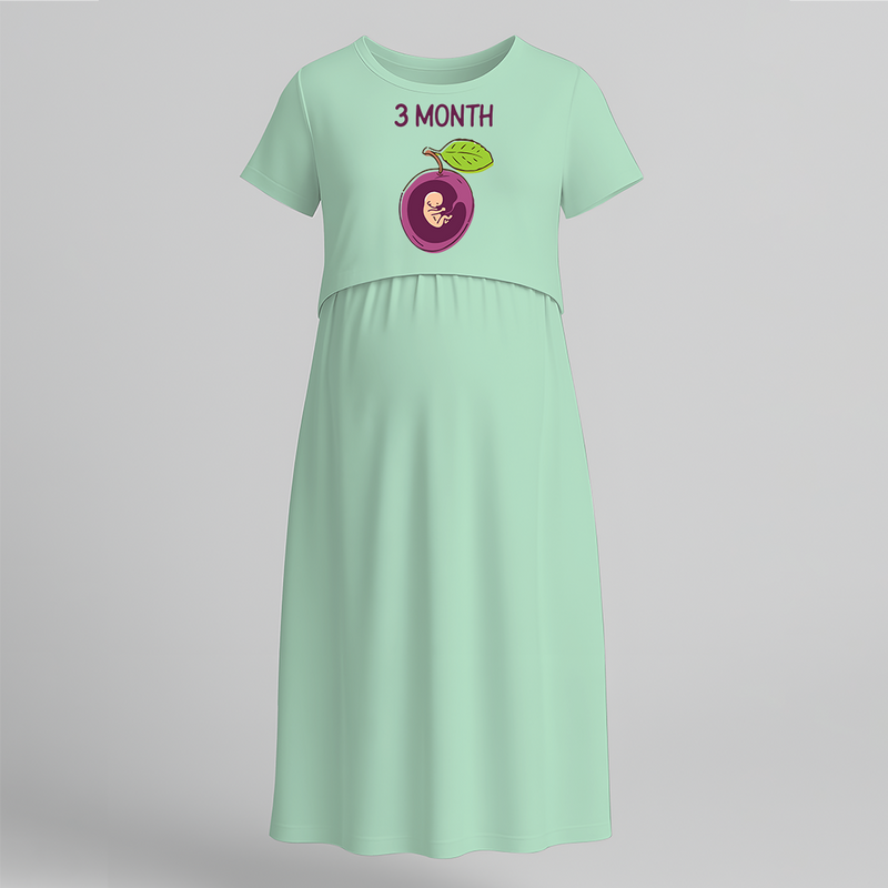 "3 Month"- Comfort Fit Maternity Maxi Dress With Prints - MINT GREEN - Extra Small (Chest 32")