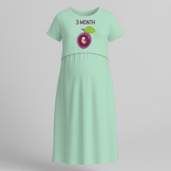 "3 Month"- Comfort Fit Maternity Maxi Dress With Prints - MINT GREEN - Extra Small (Chest 32")