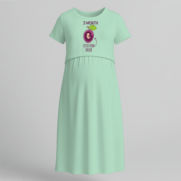 "3 Month"- Comfort Fit Maternity Maxi Dress With Prints - MINT GREEN - Extra Small (Chest 32")
