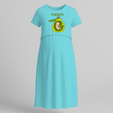 "4 Month"- Comfort Fit Maternity Maxi Dress With Prints - BABY BLUE - Extra Small (Chest 32")