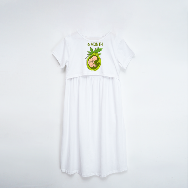 "6 Month"- Comfort Fit Maternity Maxi Dress With Prints - WHITE - XS XS(Chest 32")