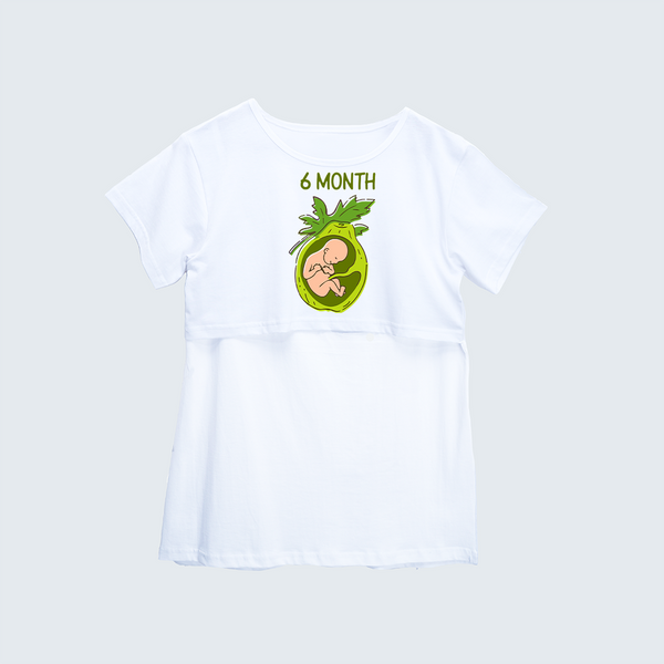 "6 Month"- Comfort Fit Maternity T-shirt With Prints - WHITE - XS XS(Chest 32")