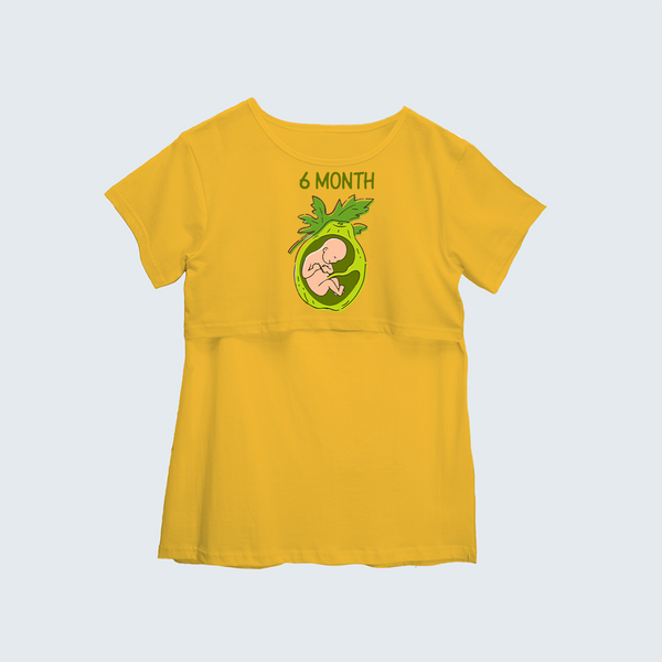 "6 Month"- Comfort Fit Maternity T-shirt With Prints - YELLOW - XS XS(Chest 32")