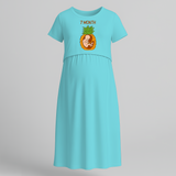 "7 Month"- Comfort Fit Maternity Maxi Dress With Prints - BABY BLUE - Extra Small (Chest 32")