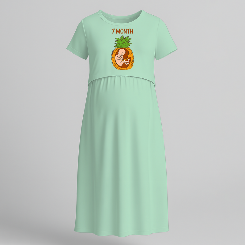 "7 Month"- Comfort Fit Maternity Maxi Dress With Prints - MINT GREEN - Extra Small (Chest 32")