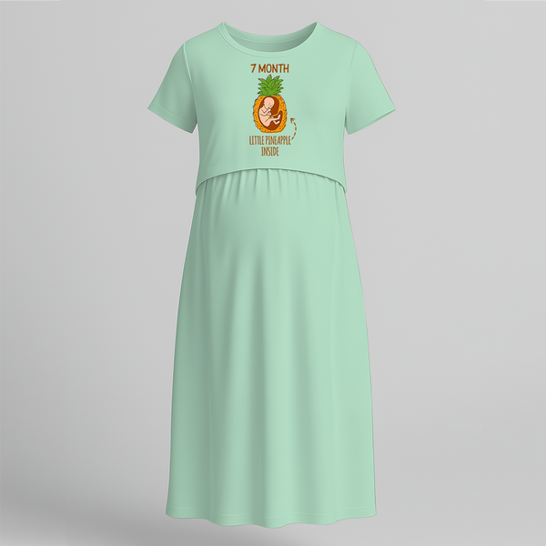 "7 Month"- Comfort Fit Maternity Maxi Dress With Prints - MINT GREEN - Extra Small (Chest 32")