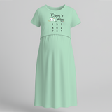 "Baby Is Coming..."- Comfort Fit Maternity Maxi Dress With Prints - MINT GREEN - Extra Small (Chest 32")