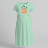 "Baby Is Coming"- Printed Maternity Maxi Dress - MINT GREEN - Extra Small (Chest 32")