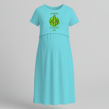 7 Month - Little Watermelon Inside - Comfort Fit Maternity Maxi Dress With Prints - BABY BLUE - Extra Small (Chest 32")