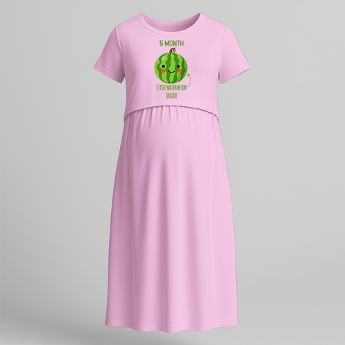 8 Month - Little Watermelon Inside - Comfort Fit Maternity Maxi Dress With Prints