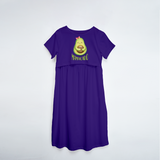 "Mamacado" - Printed Maternity Maxi Dress - VIOLET - XS XS(Chest 32")