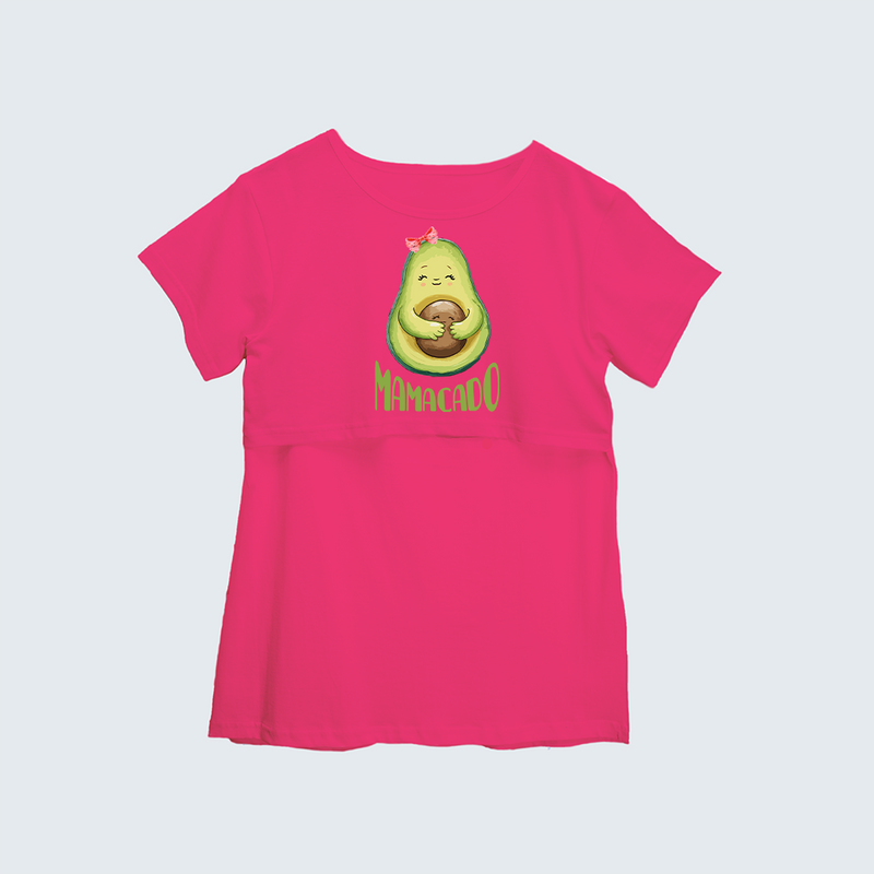 "Mamacado" - Printed Maternity T-shirt - PINK - XS XS(Chest 32")