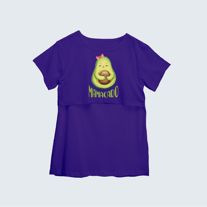 "Mamacado" - Printed Maternity T-shirt - VIOLET - XS XS(Chest 32")