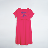 "Mommy To Bee"- Comfort Fit Maternity Maxi Dress With Prints - PINK - XS XS(Chest 32")