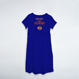 "Growing A Little Pumpkin " - Comfort Fit Maternity Maxi Dress With Prints - ROYAL BLUE - XS XS(Chest 32")