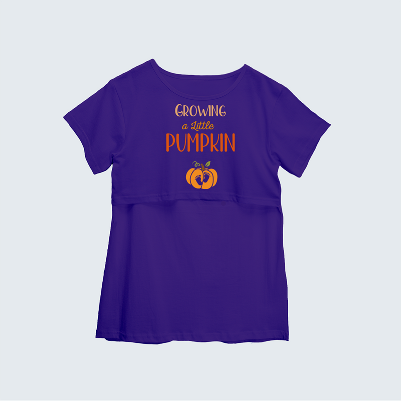 "Growing A Little Pumpkin " - Comfort Fit Maternity T-shirt With Prints - VIOLET - XS XS(Chest 32")