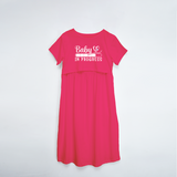 "Baby In Progress " - Comfort Fit Maternity Maxi Dress With Prints - PINK - XS XS(Chest 32")