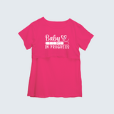 "Baby In Progress " - Comfort Fit Maternity T-shirt With Prints - PINK - XS XS(Chest 32")