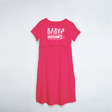 "Baby LoadingÉ.. " - Comfort Fit Maternity Maxi Dress With Prints - PINK - XS XS(Chest 32")