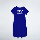 "Baby LoadingÉ.. " - Comfort Fit Maternity Maxi Dress With Prints - ROYAL BLUE - XS XS(Chest 32")