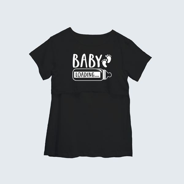 "Baby LoadingÉ.. " - Comfort Fit Maternity T-shirt With Prints - BLACK - XS XS(Chest 32")