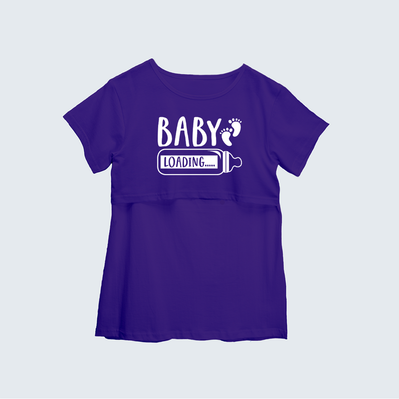 "Baby LoadingÉ.. " - Comfort Fit Maternity T-shirt With Prints - VIOLET - XS XS(Chest 32")