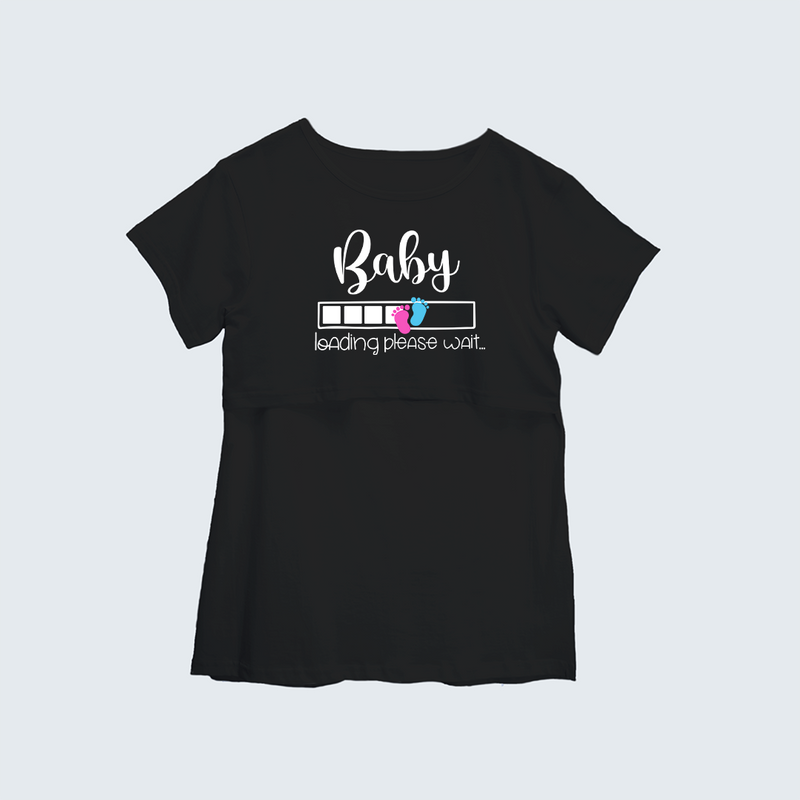 "Baby Loading Please WaitÉ. " - Comfort Fit Maternity T-shirt With Prints - BLACK - XS XS(Chest 32")