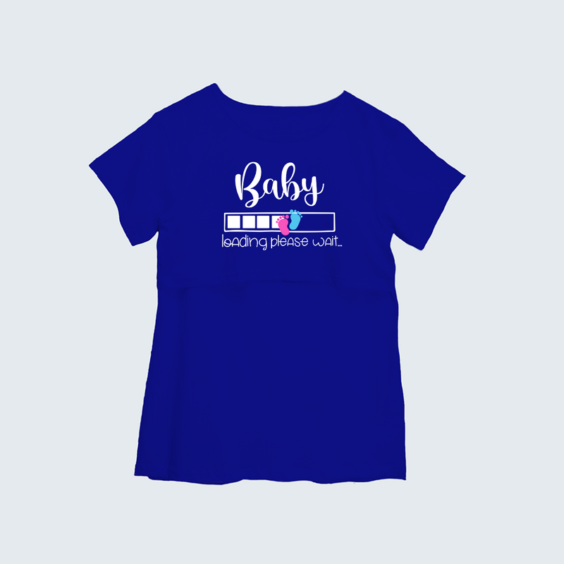 "Baby Loading Please WaitÉ. " - Comfort Fit Maternity T-shirt With Prints - ROYAL BLUE - XS XS(Chest 32")