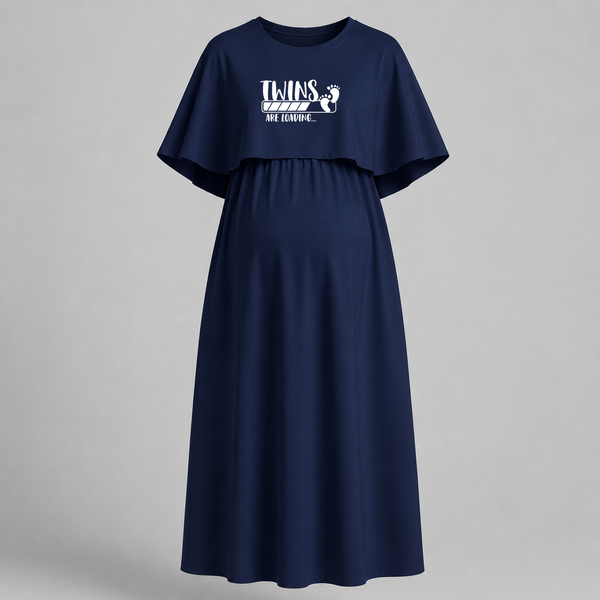 "Twins Are Loading…. "- Comfort Fit Maternity Maxi Dress With Prints
