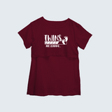 "Twins Are LoadingÉ. "- Comfort Fit Maternity T-shirt With Prints - MAROON - XS XS(Chest 32")