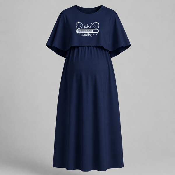 "Twins Loading…. "- Comfort Fit Maternity Maxi Dress With Prints