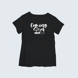 "Coming Soon "- Comfort Fit Maternity T-shirt With Prints - BLACK - XS XS(Chest 32")