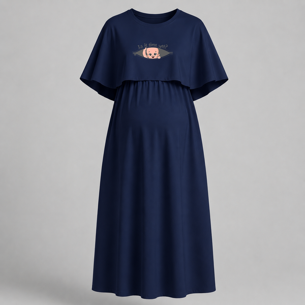 "Is It Time Yet? "- Comfort Fit Maternity Maxi Dress With Prints