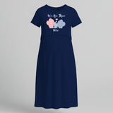 "We Are Three Now "- Comfort Fit Maternity Maxi Dress With Prints - NAVY BLUE - Extra Small (Chest 32")
