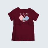 "We Are Three Now "- Comfort Fit Maternity T-shirt With Prints - MAROON - XS XS(Chest 32")