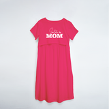 "Soon To Be Mom "- Comfort Fit Maternity Maxi Dress With Prints - PINK - XS XS(Chest 32")