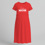 "Soon To Be Mom "- Comfort Fit Maternity Maxi Dress With Prints - RED - Extra Small (Chest 32")