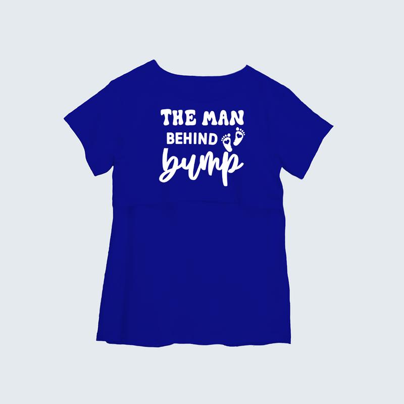 "The Man behind Bump "- Comfort Fit Maternity T-shirt With Prints - ROYAL BLUE - XS XS(Chest 32")