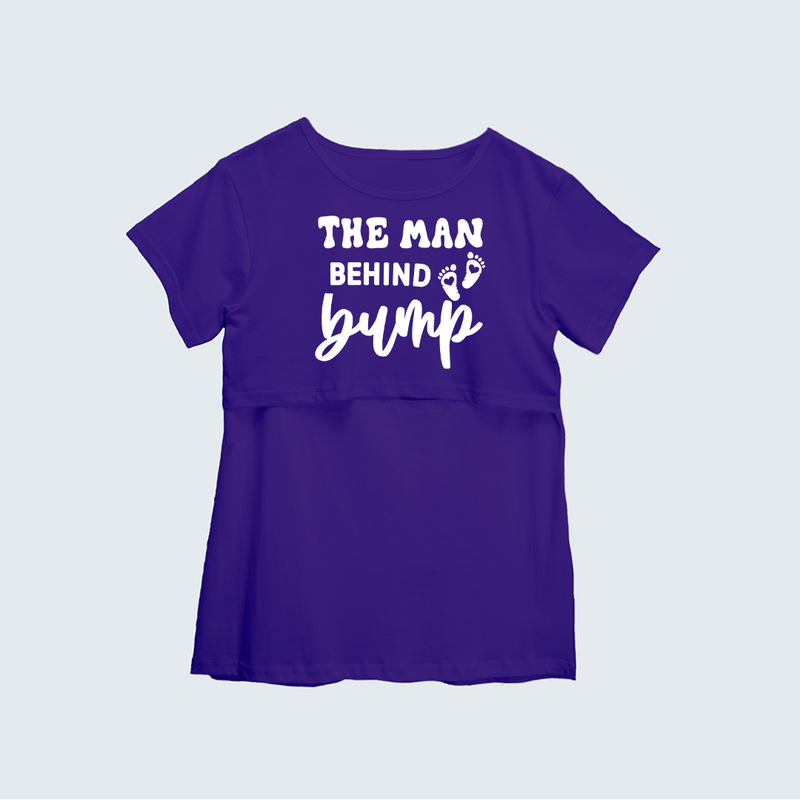 "The Man behind Bump "- Comfort Fit Maternity T-shirt With Prints - VIOLET - XS XS(Chest 32")