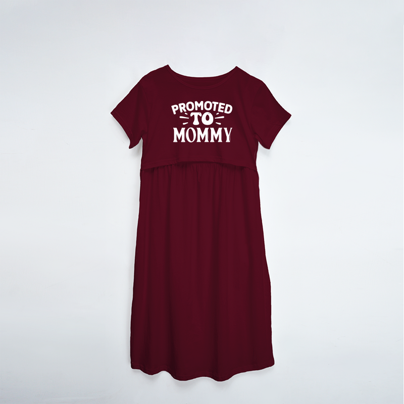 "Promoted-To-Mommy"- Comfort Fit Maternity Maxi Dress With Prints - MAROON - XS XS(Chest 32")