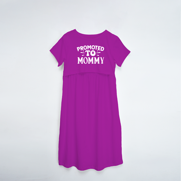 "Promoted-To-Mommy"- Comfort Fit Maternity Maxi Dress With Prints - MEGENTA - XS XS(Chest 32")