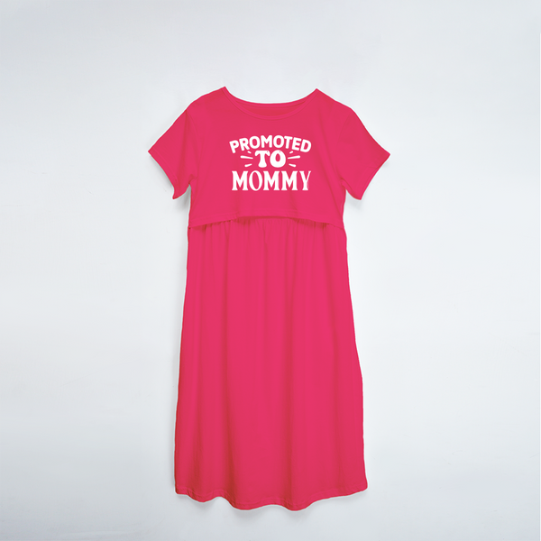 "Promoted-To-Mommy"- Comfort Fit Maternity Maxi Dress With Prints - PINK - XS XS(Chest 32")