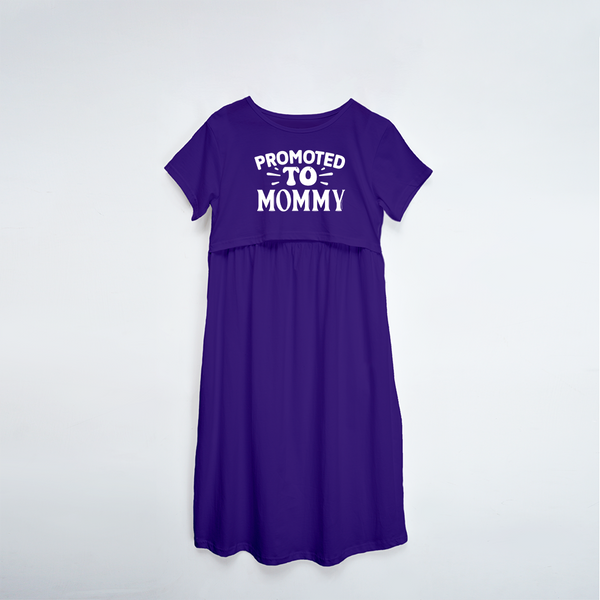 "Promoted-To-Mommy"- Comfort Fit Maternity Maxi Dress With Prints - VIOLET - XS XS(Chest 32")