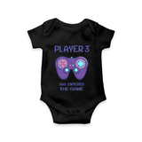 Little Gamer Player 3 Printed Baby Romper - BLACK - New Born (Chest 14")